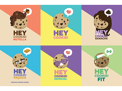 Everyone together for Hey Cookie! branding cookie cute design flat design food graphic design logo modern social media