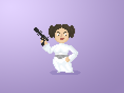 May the Force be with you Leia 16 bit 8 bit carrie fisher fan art flat design illustration leia pixel princess rip star wars