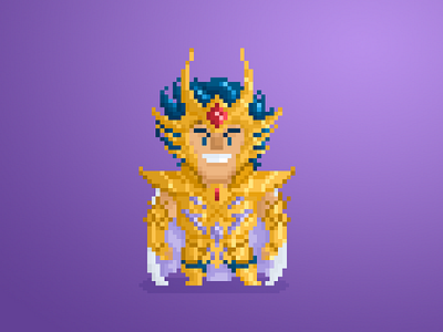 Pixel Little Guys & Gals pt. 18: Deathmask of Cancer 8 bit art character cute design flat illustration manga pixel saint seiya