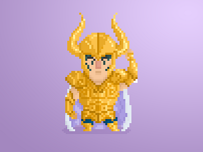 Pixel Little Guys & Gals pt. 23: Shura of Capricorn 8 bit art capricorn character cute design flat illustration manga pixel saint seiya