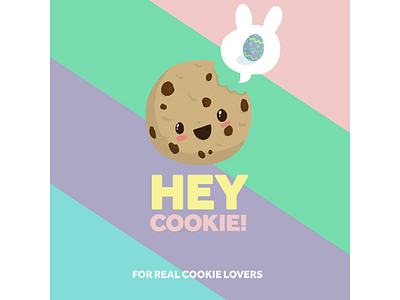 Hey Cookie Easter branding bunny color cookie cute design easter flat design food holiday logo