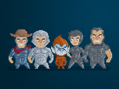 Pixel Little Guys & Gals 44: Silverhawks Team 8bit art cartoon comics design fan art geek minimalist pixel silverhawks vector