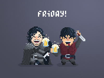 Unlikely Drinkin' Buds pt.11: Snow Bowl 8bit beer character fanart game of thrones geek got hbo jon snow pixel snow tv