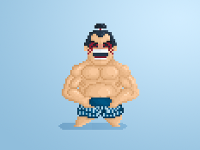 Pixel Little Guys & Gals 66: Street Fighter Honda 8bit 90s anime character flat game honda logo pixel retro street fighter