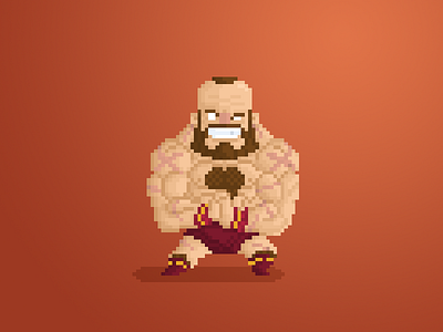 Pixel Little Guys & Gals 74: Zangief 8bit 90s anime character flat game logo pixel retro street fighter zangief