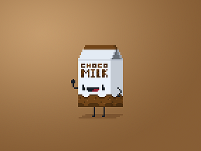 Choco Milk cartoon character chocolate cute design flat milk nostalgic pixel pixel art