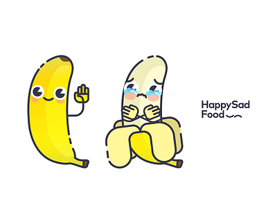 HappySadFood - Banana banana brand character design cute design food graphics design icon illustration logo minimalist vector