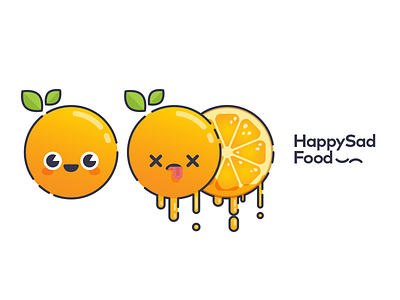 HappySadFood - Orange brand character design cute design food graphics design icon illustration logo minimalist orange vector