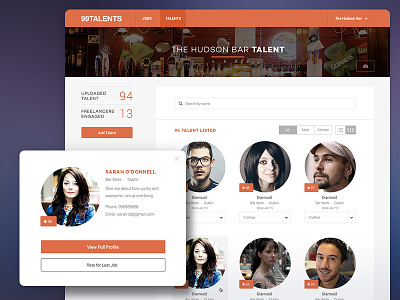 Talent social networking service concept avatar gallery layout people search social talents webdesign