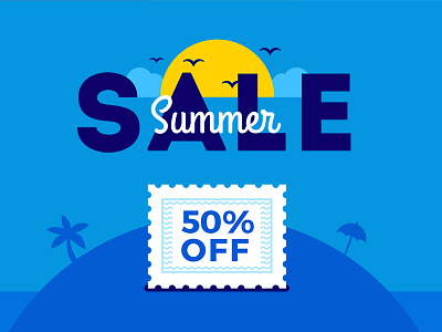 Summer Sale Banner 50off beach blue promotion summer sale