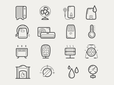 Climatic Equipment icon set climatic equipment icon kit8 line set vector wireframe