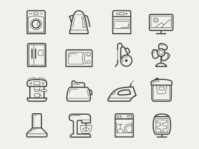 Home appliances icon set