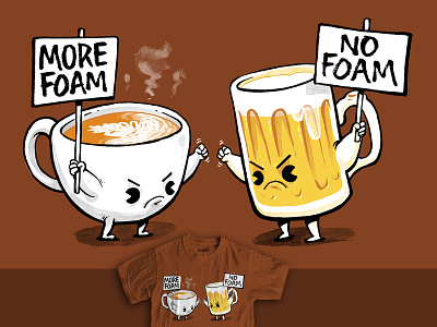 Foam Wars beer coffee design illustration pun shirt threadless