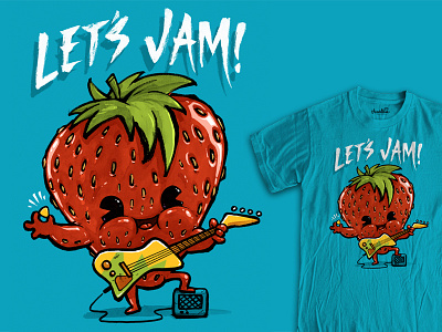 Let's Jam! design fruit funny guitar illustration jam pun rock shirt threadless