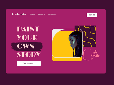 Homepage for art supplies website.