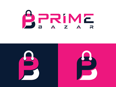 Prime Bazar Logo creative logo flat logo icon logo letter logo logo logo design minimalist logo shopping logo