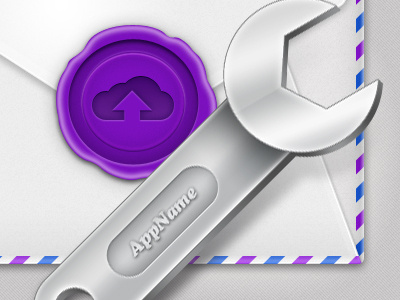 App icon blue envelope gray purple wrench