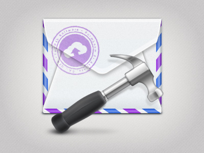 App Icon blue envelope hammer purple stamp