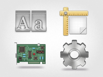 Misc icons circuit font gear gray green icon measurement yellow