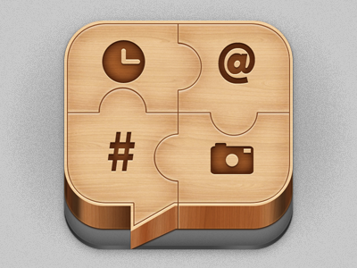 Icon rebound brown bubble gray puzzle talk twitter wood