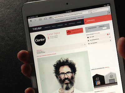 The Loop UX Re-Design: iPad Mini agency blue calendar followers following likes lists melbourne navigation navy peach pink red selection stats ux views