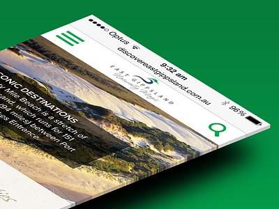 Discover East Gippsland 3d gold green ios menu responsive rwd search slider tourism travel visit
