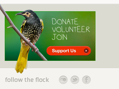 Birdlife Australia Footer button contoured facebook flickr footer icons links social support twitter