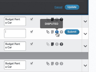 Banking: Web App - Dispute alert attach banking blue cash data drop down edit grey info input links management message stats