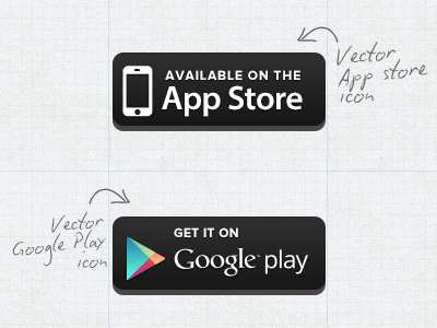 Free Vector Appstore/Googleplay Button android download free freebies ios5 iphone melbourne mobile psd template ux vector
