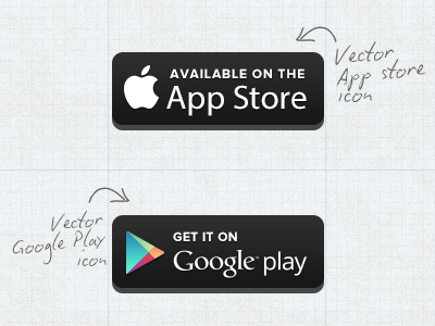 Vetor de App store buttons set. Google Play Store logo.