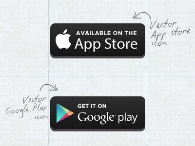 Free Vector Appstore/Googleplay Button android download free freebies ios5 iphone melbourne mobile psd template ux vector