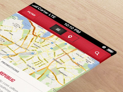 UX Re-Design (Map) agency app browse filter iphone 5 melbourne pantone red search shopping ux