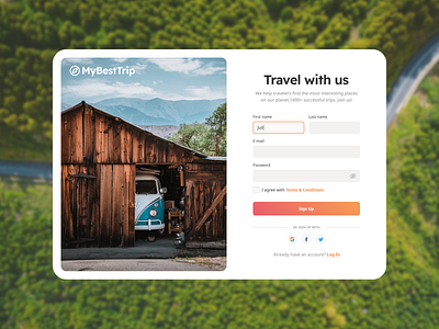 Daily UI #001 • Sign Up — Travel Website dailyui 001 dailyuichallenge design form login registration sign in sign up travel ui ux web web design website