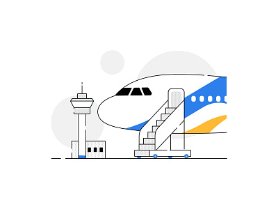 Your flight has arrived! ✈️ airport flat flight illustration stairs tower travel travel app