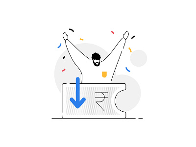 Woohoo! The price has dropped 🤩💵 characters confetti excited happy humans illustration money price product