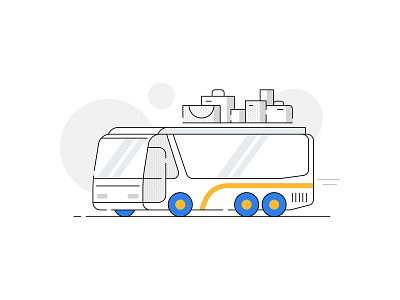 The bus has started from the boarding point! 🚌🚏 bags bus illustration journey luggage product travel travel app travel bag
