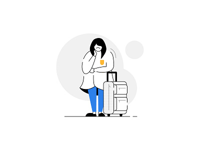 We feel sorry for the poor experience 😟 character design characters humans illustration lady luggage product sad travel bag traveller woman