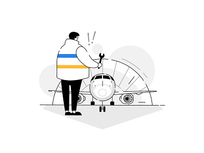 Oops! Something went wrong ⚠️- Please search a different flight character design characters empty state error flights humans illustration mechanic plane product spanner