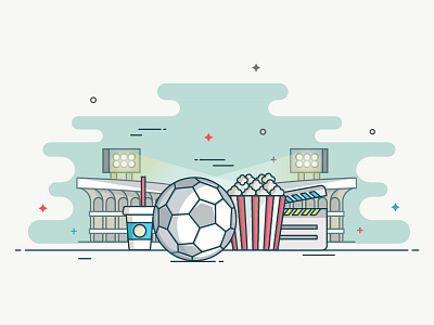 Indian Super League - Book My Show drink entertainment floodlight football fun geometry illustration match movie popcorn stadium