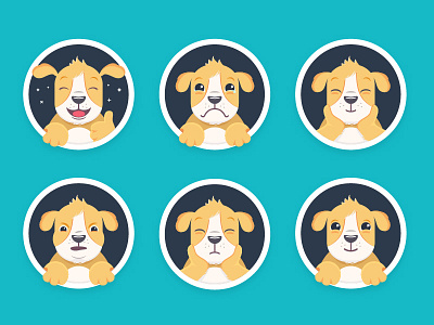 Puppy Emoticons angry cute disappointed dog emoji emoticon expression happy illustration love puppy sad