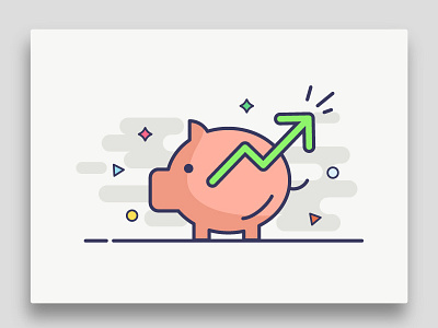 Mutual Fund Investment geometry icon illustration money mutual funds investment piggy bank stock