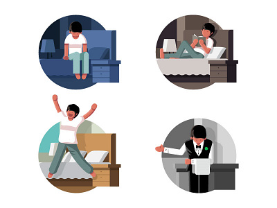 Customer Experience Illustrations app bed branding design flat hotel icon illustration ui ux vector web