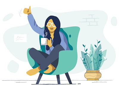 Lady on the couch app branding design flat hotel icon illustration logo ui ux vector web