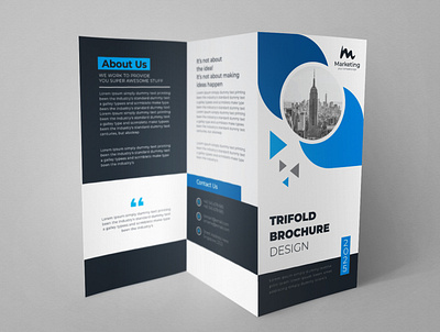 Tri-Fold Brochure Design blue modern