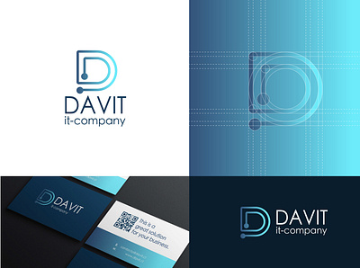 logo | DAVIT - it company branding business card design graphic design hologram identity logo logotype modular grid typography vector