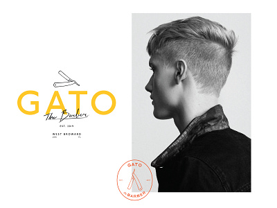 Gato The Barber barber hair hair salon lockup logo stylist