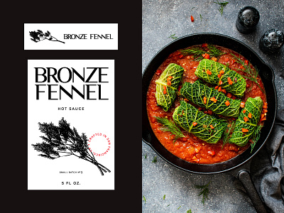 Bronze Fennel Label branding bronze fennel flora hot sauce idenity label logo packaging plant