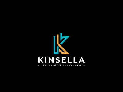 Kinsella logo design - K letter mark with investment logo form