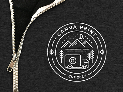 Illustrated badge for Canva print launch swag apparel illustration print swag