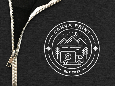 Illustrated badge for Canva print launch swag